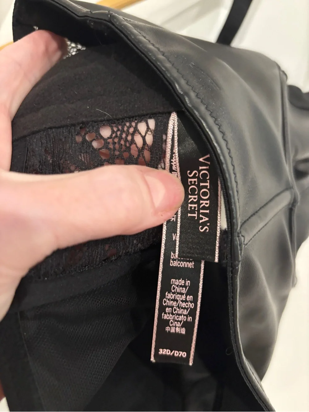 Victoria's Secret Very Sexy Black Faux Leather Bustier Top. Size 32D